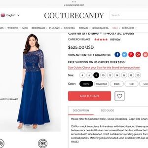 Cameron Blake Navy chiffon mock 2 piece A-line dress